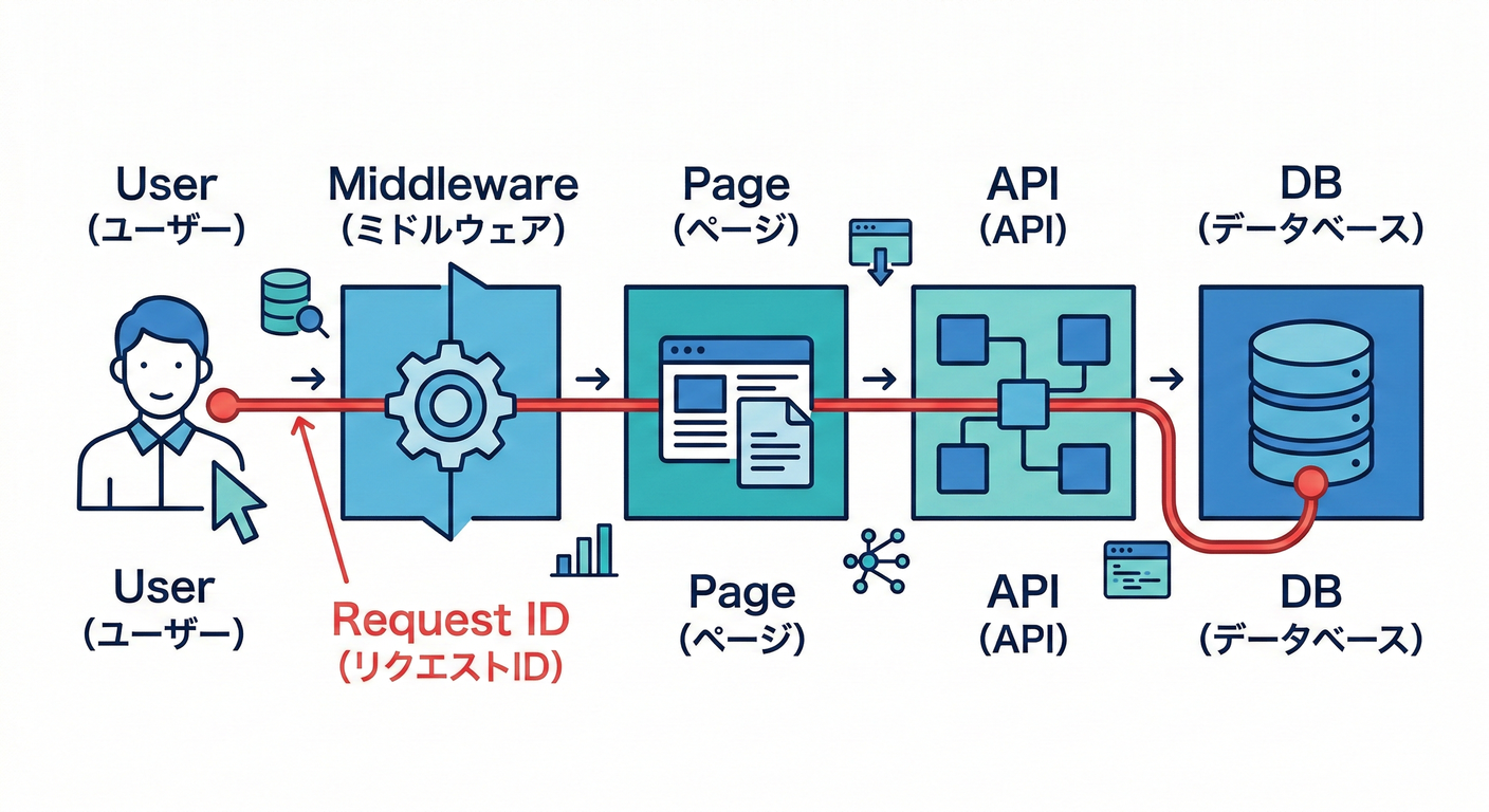 Red string connecting user to server actions