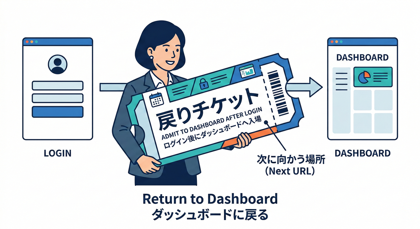 Ticket with Return to Dashboard written on it