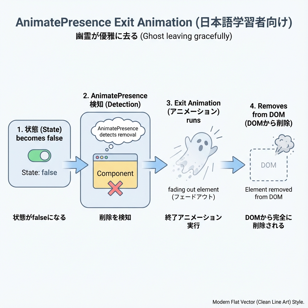 AnimatePresenceの退出アニメーション