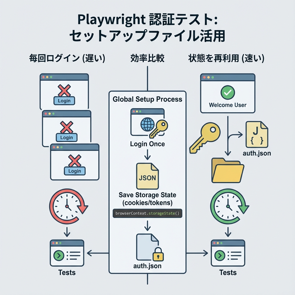 Playwright 認証テスト：セットアップファイル活用