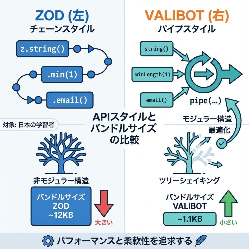 Valibot vs Zod API Style