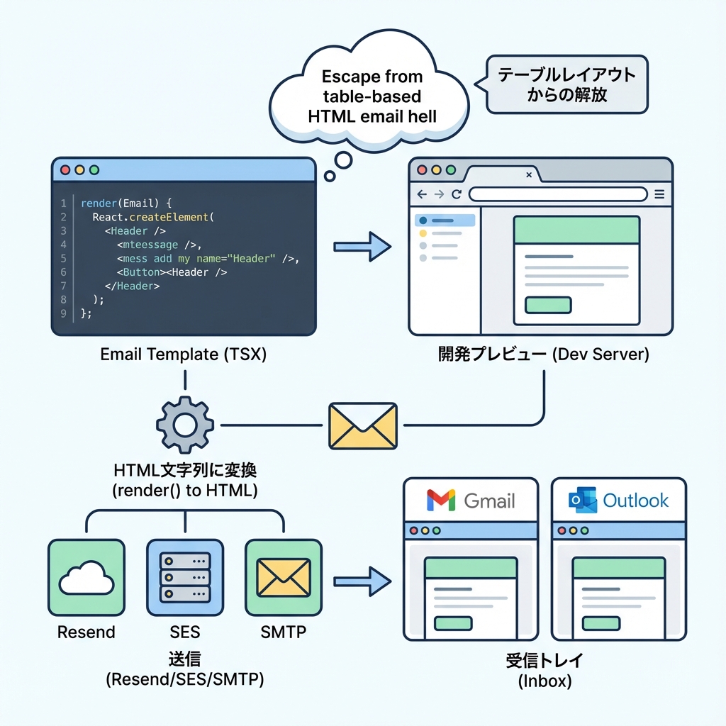 React Emailのワークフロー
